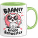 Big Sister Ältere Geschwister Schwestern Katze Tasse Becher Geschenk Lustige Geschenkidee Spruch Big Sister Grün Trendation