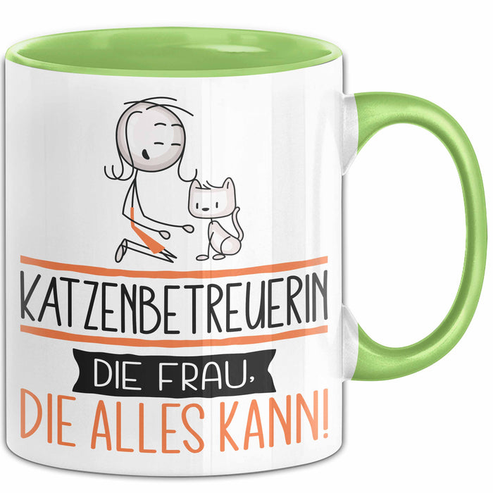Katzenbetreuerin Geschenk Tasse Becher Die Frau Die Allen Kann Geschenkidee für eine Katzenbetreuerin Lustig Grün Trendation