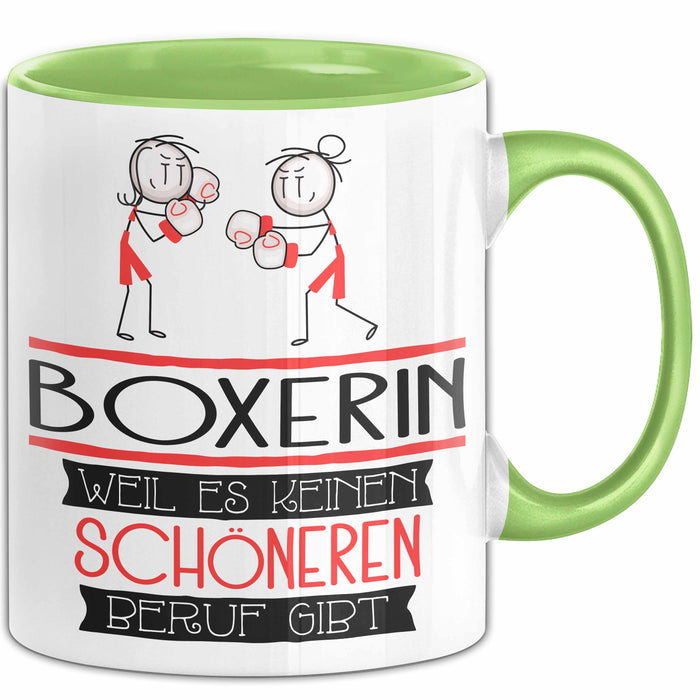 Boxerin Weil Es Keinen Schöneren Beruf Gibt Tasse Geschenk für Eine Boxerin Lustig Grün Trendation