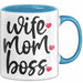 Tasse Wife Mom Boss Geschenkidee für Mütter und Ehefrauen Blau Trendation