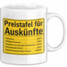 Büroarbeit Kollege Tasse Geschenk Lustige Geschenkidee Spruch Preistafel Für Auskünfte Weiß Trendation