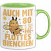 80. Geburtstag Tasse Geschenk Frauen Mutter Lustig Auch mit 80 Noch Ein Flottes Bienchen Kaffee-Becher Grün Trendation