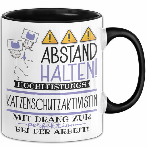 Katzenschutzaktivistin Tasse Geschenk Lustig Abstand Halten Hochleistungs-Katzenschutzaktivistin Mit Drang Zur Perfektion Bei Der Arbeit Trendation