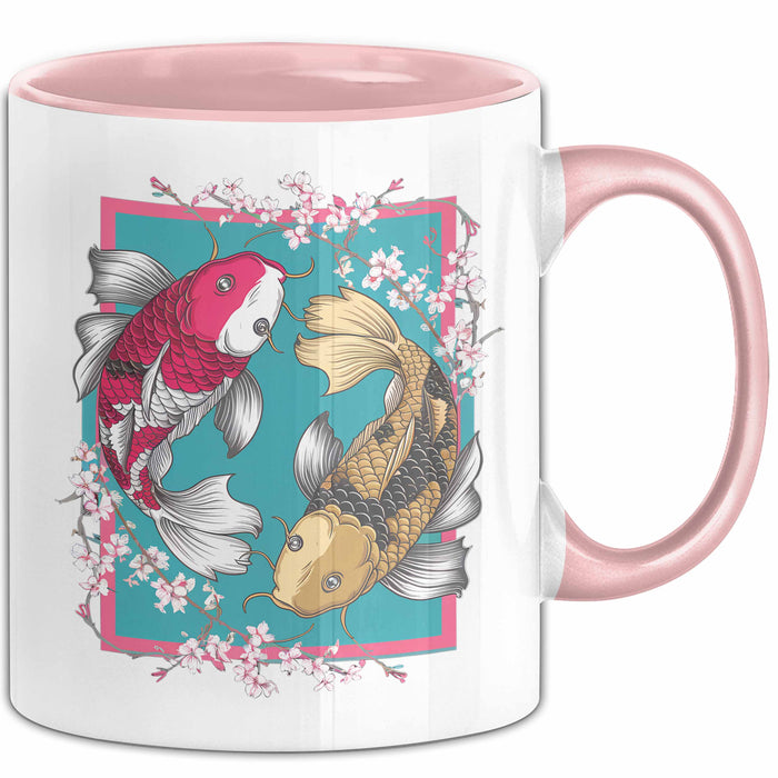 Koi-Fisch-Liebhaber Tasse Geschenk Koifische Rosa Trendation