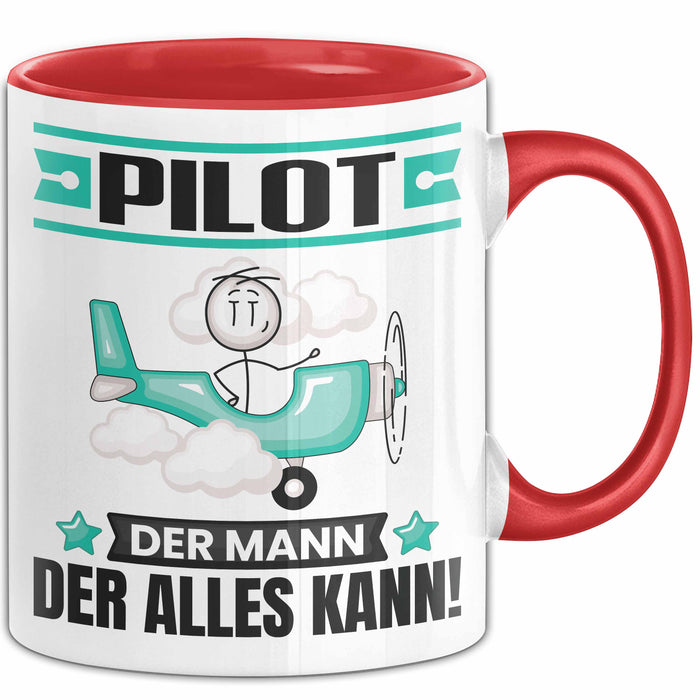 Pilot Tasse Geschenk für Pilot Der Mann Der Alles Kann Geschenkidee zum Geburtstag Rot Trendation