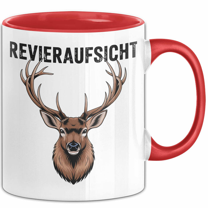 Hirschjäger Jagd Tasse Geschenk Bezirksaufsicht Spruch Rot Trendation