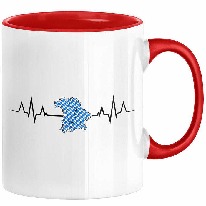 Bayern Tasse Geschenk Bayrische Liebe Geschenkidee München Herzschlag Tasse Kaffee-Becher Krug Rot Trendation