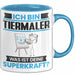 Tiermaler Tasse Geschenk für Tiermaler Geburtstag Lustiger Spruch Kaffee-Becher Was Ist Deine Superkraft Blau Trendation