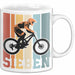 Tasse SIEBEN Grafik RetroStil Geschenkidee 7. Geburtstag Jungs Weiß Trendation