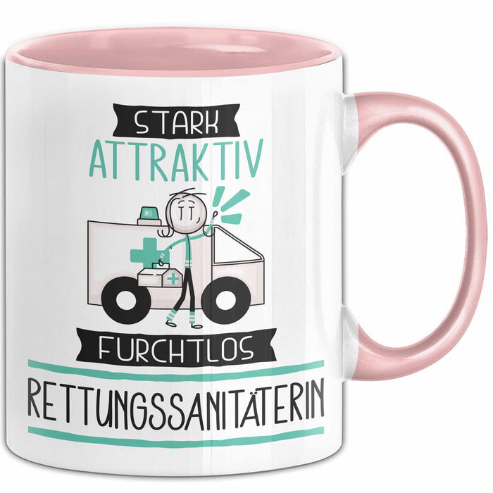 Rettungssanitäterin Tasse Geschenk Becher Stark Attraktiv Furchtlos Rettungssanitäterin Lustige Geschenkidee Rosa Trendation