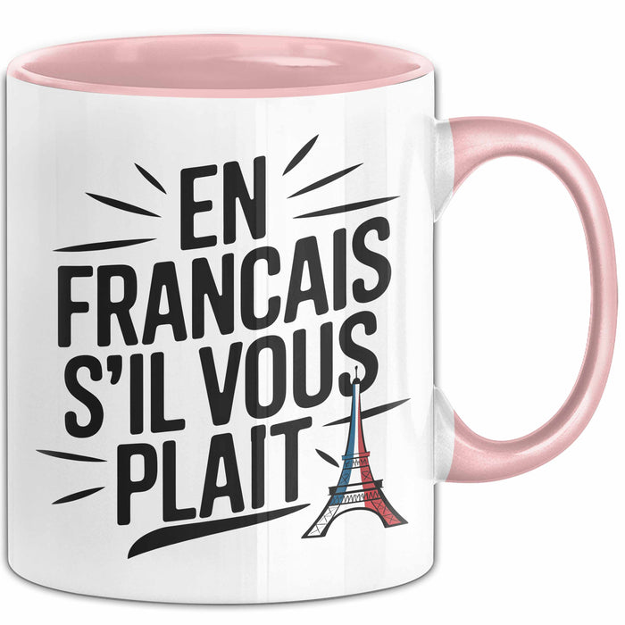 Französischlehrer Unterricht Tasse Geschenk Lustige Geschenkidee Spruch En Français S’Il Vous Plaît Rosa Trendation