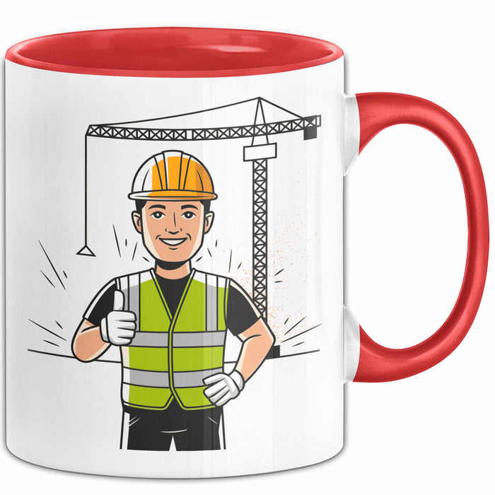 Bauarbeiter Tasse Geschenk Lustige Geschenkidee Spruch Für Bau Profis Rot Trendation