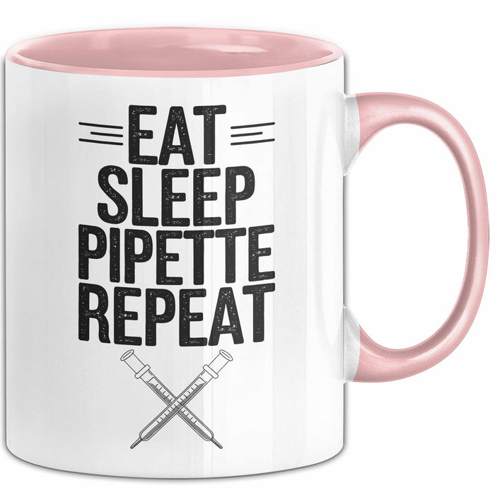 Biologe Tasse Geschenk Essen Schlafen Pipettieren Rosa Trendation