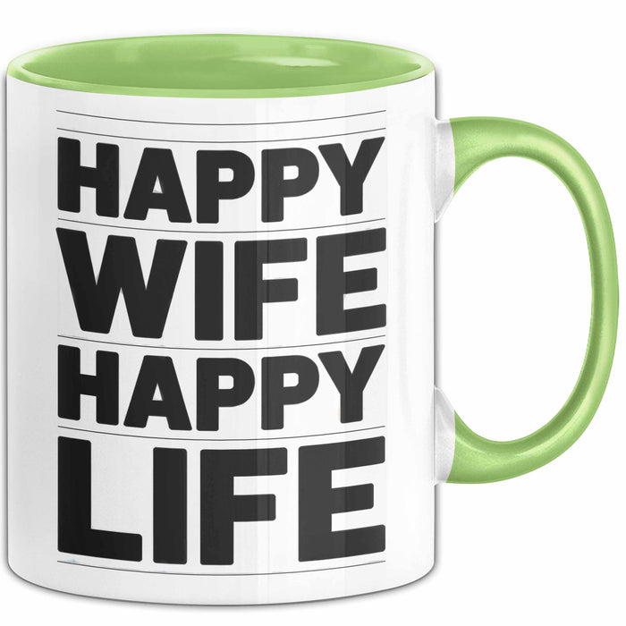 Ehefrau Ehefrauen Ehemänner Sarkasmus Tasse Becher Geschenk Lustige Geschenkidee Spruch Glückliche Frau Glückliches Leben Grün Trendation