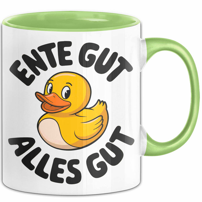 Gelbe Ente Tasse Geschenk Lustige Geschenkidee Spruch Ente gut alles gut Grün Trendation