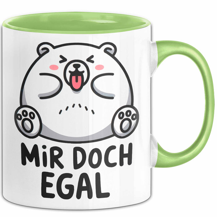 Sarkastischer Bär Tasse Geschenk Lustige Geschenkidee Spruch Mir Doch Egal Grün Trendation