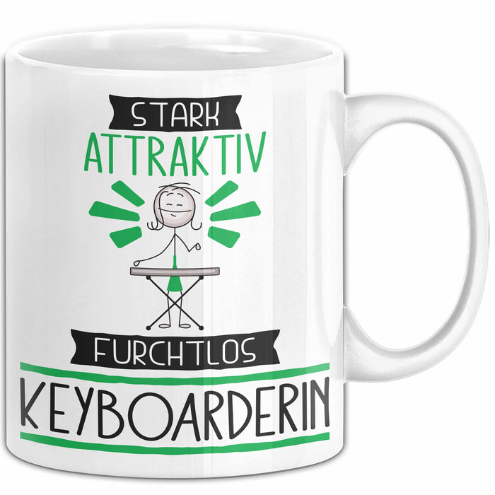 Keyboarderin Tasse Geschenk Becher Stark Attraktiv Furchtlos Keyboarderin Lustige Geschenkidee Weiß Trendation