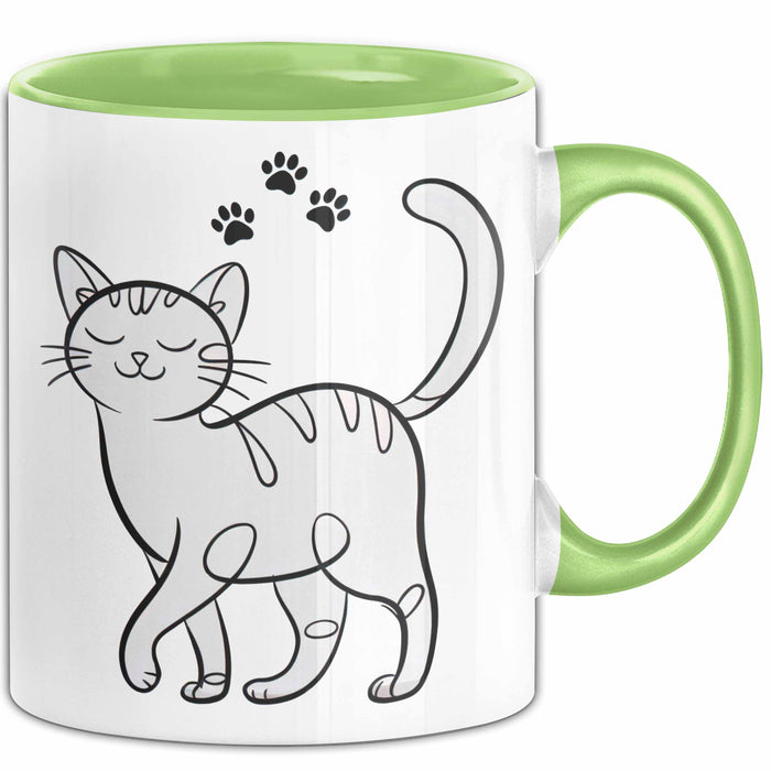 Katzen Tierliebhaber Tasse Geschenk Lustige Geschenkidee Spruch Grün Trendation