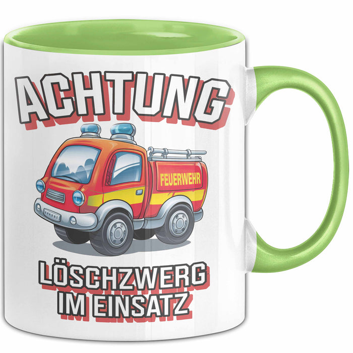 Feuerwehrmann Tasse Geschenk Feuerzwerg Im Einsatz Feuerwehr Grün Trendation