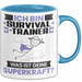 Survival-Trainer Tasse Geschenk für Survival-Trainer Geburtstag Lustiger Spruch Kaffee-Becher Was Ist Deine Superkraft Blau Trendation