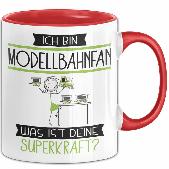 Modellbahnfan Geschenk Tasse Ich Bin Modellbahnfan Was Ist Deine Superkraft Geschenkidee Lustig Geburtstag Weihnachten Rot Trendation