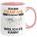 Filmfan Geschenk Tasse Lustiger Spruch Ich Bin Filmfan Warum Weil Ich Es Kann Geschenkidee Bester Filmfan Geburtstag Kaffee-Becher Rosa Trendation
