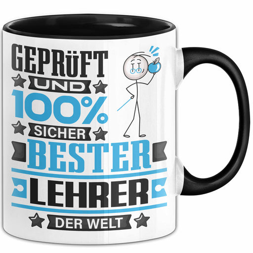 Lehrer Geschenk Lustiger Spruch für Lehrer Geschenkidee Bester Lehrer Der Welt Schwarz Trendation