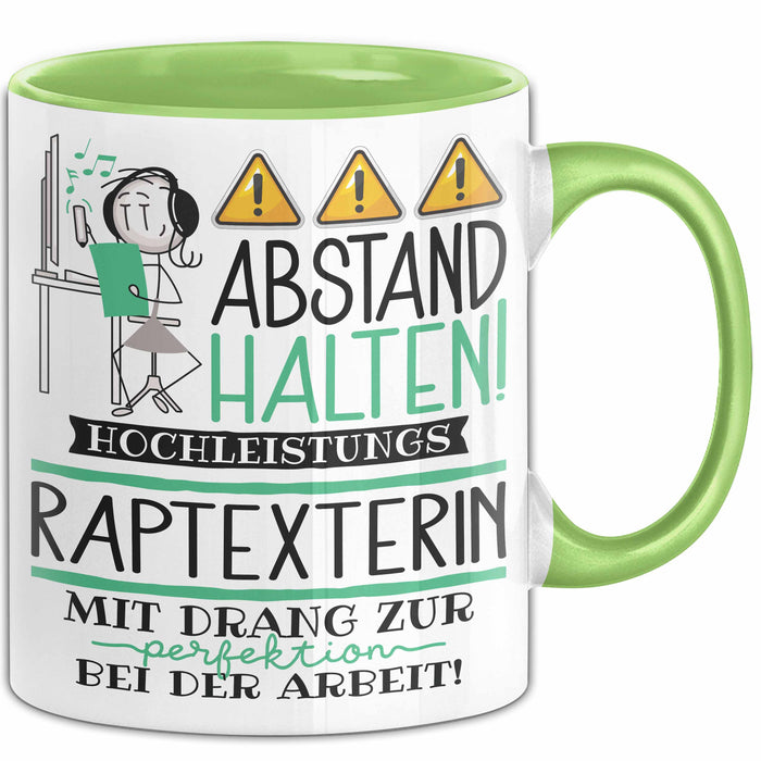 Raptexterin Tasse Geschenk Lustig Abstand Halten Hochleistungs-Raptexterin Mit Drang Zur Perfektion Bei Der Arbeit Grün Trendation