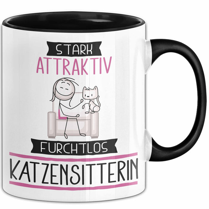 Katzensitterin Tasse Geschenk Becher Stark Attraktiv Furchtlos Katzensitterin Lustige Geschenkidee Trendation