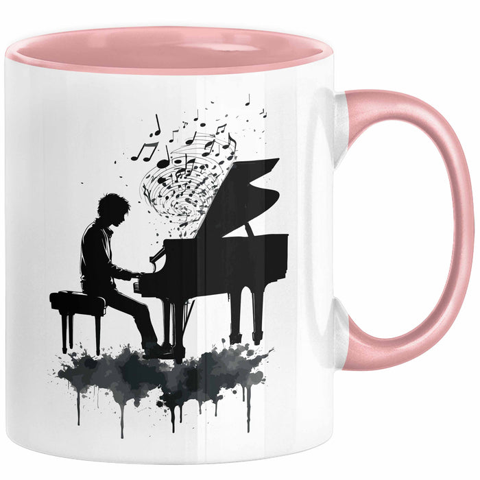 Klavier-Spieler Geschenk Tasse Grafik Piano Spielerin Geschenkidee Becher Rosa Trendation