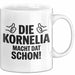 Kornelia Tasse Geschenk Die Kornelia Macht Dat Schon Geschenkidee Becher mit Name Weiß Trendation