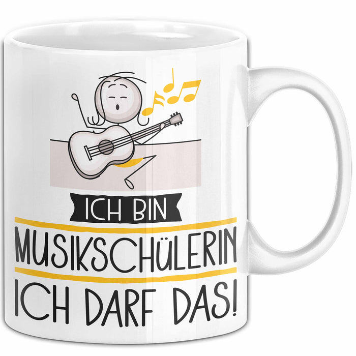 Geschenk für Musikschülerin Tasse Lustige Geschenkidee Geburtstag Ich Bin Musikschülerin Ich Darf Das Weiß Trendation
