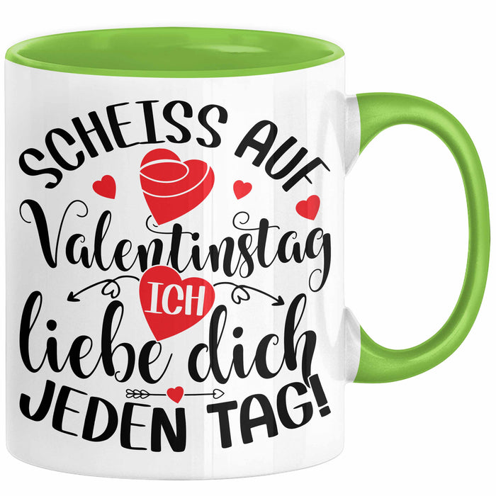 Valentinstag Tasse Geschenk für Ihn Sie Männer Für Paare Freundin Geschenkidee Kaffee-Becher Liebe Ich Liebe dich Jeden Tag Grün Trendation