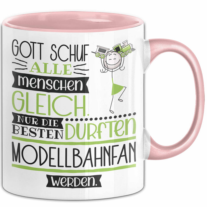 Modellbahnfan Geschenk Becher Tasse Gott Schuf Alle Menschen Gleich Nur Die Besten Durfeten Modellbahnfan Werden Geschenkidee Lustig Rosa Trendation