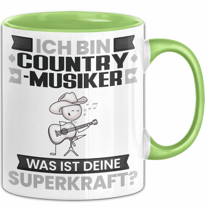Country-Musiker Tasse Geschenk für Country-Musiker Geburtstag Lustiger Spruch Kaffee-Becher Was Ist Deine Superkraft Grün Trendation
