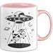 Sci-Fi Nerd Tasse Geschenkidee UFO entführt Kuh Weltraum Fan Geschenkidee Lustig Rosa Trendation