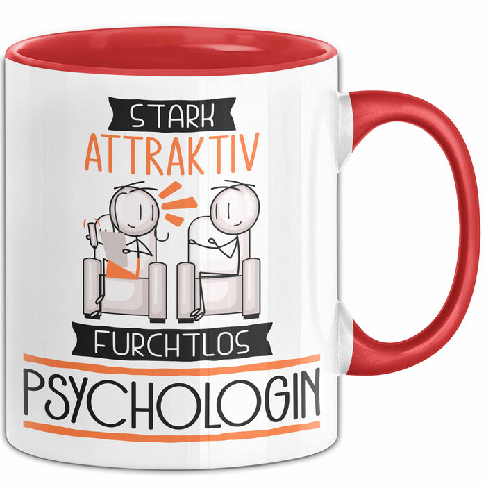 Psychologin Tasse Geschenk Becher Stark Attraktiv Furchtlos Psychologin Lustige Geschenkidee Rot Trendation