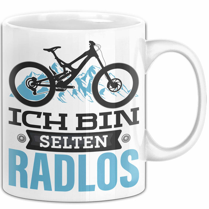 Radfahrer Tasse Geschenk Ich Bin Selten Radlos Fahrrad Spruch Weiß Trendation