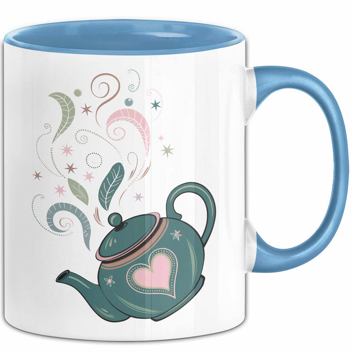 Teeliebhaber Tasse Geschenkidee für Kräuter Enthusiasten Blau Trendation