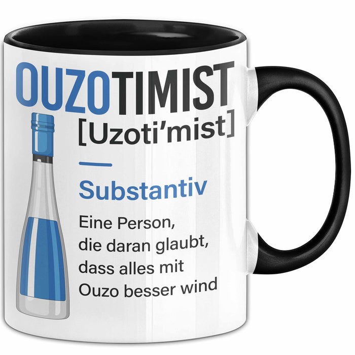 Grieche Tasse Geschenk Ouzotimist Geschenkidee Ouzo-Liebhaber Kaffee-Becher Trendation