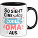 Oma Großmutter Tasse Becher Geschenk Lustige Geschenkidee Spruch So Sieht Eine Richtig Coole Oma Aus Trendation