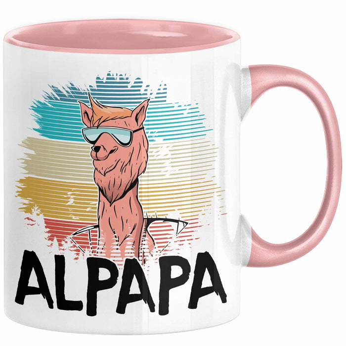 Vater Papa Tasse Gschenk Alpaka Llama Alpapa Geschenkidee Spruch für Vater zum Vatertag Rosa Trendation