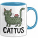 Katzen Tasse Geschenk Cattus Kaktus Geschenkidee Lustig Katze Wortspiel Blau Trendation