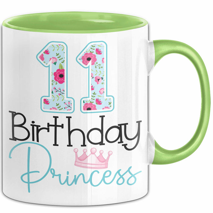 11 Birthday Princess Tasse Mädchen Geschenk 11. Geburtstag Krone Grün Trendation