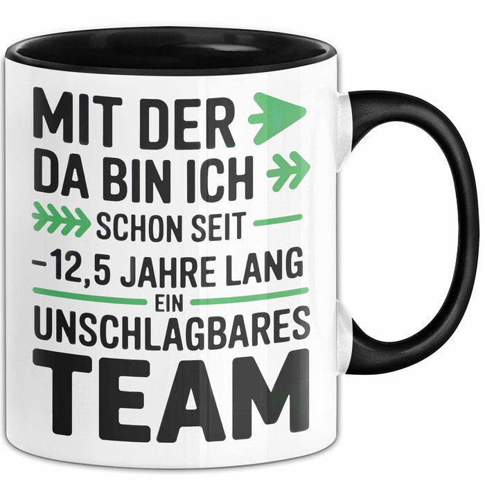 Romantische Pärchen Tasse Geschenk Team seit 12,5 Jahren Geschenkidee Lustig Schwarz Trendation