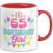 65. Geburtstag Tasse Frauen Mädchen Geschenkidee Lustig 65 Birthday Girl Lustiger Spruch Mutter Mama Oma Rot Trendation