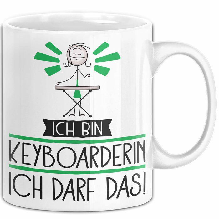 Geschenk für Keyboarderin Tasse Lustige Geschenkidee Geburtstag Ich Bin Keyboarderin Ich Darf Das Weiß Trendation