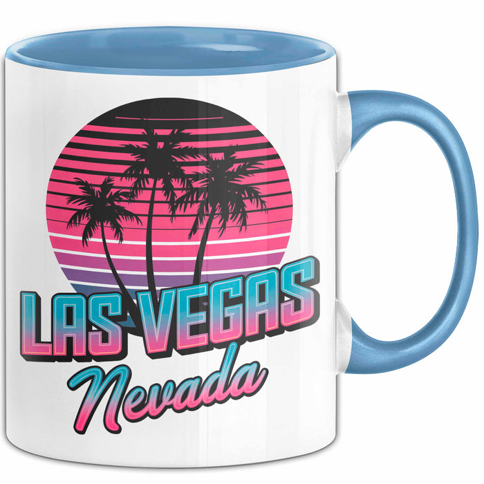 Las Vegas Nevada USA Tasse Geschenk Lustige Geschenkidee Spruch Blau Trendation