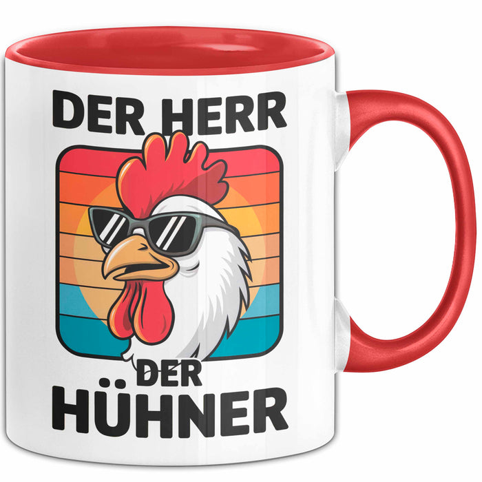 Huhn Tier Bauer Tasse Becher Geschenk Lustige Geschenkidee Spruch Der Herr Der Hühner Rot Trendation