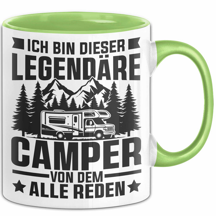 Camper Tasse Geschenk Wohnwagen Camping Geschenkidee Grün Trendation